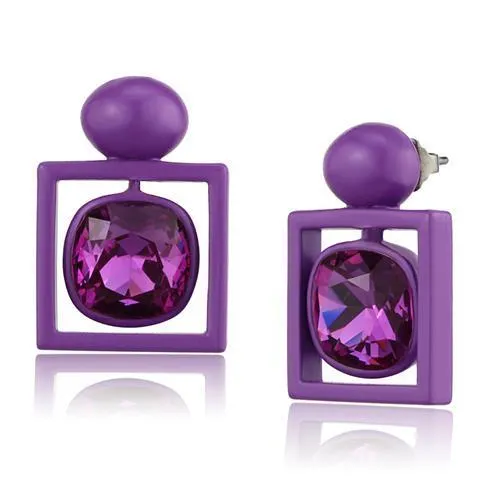 TK2789 No Plating Stainless Steel Earrings with Top Grade Crystal in Fuchsia Alamode Earrings TK2789 No Plating Stainless Steel Earrings with Top Grade Crystal in Fuchsia Alamode Earrings
