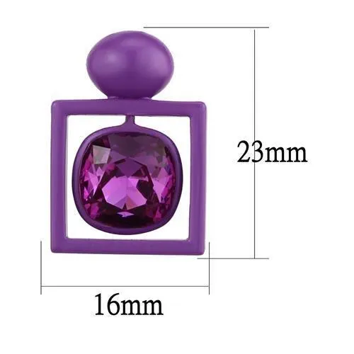 TK2789 No Plating Stainless Steel Earrings with Top Grade Crystal in Fuchsia Alamode Earrings