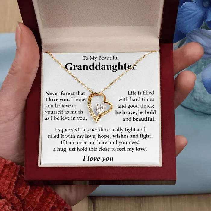 To My Beautiful Granddaughter I love you Message Card Necklace ShineOn Fulfillment Necklaces