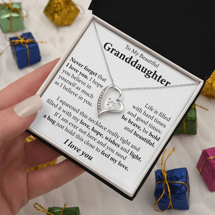 To My Beautiful Granddaughter I love you Message Card Necklace ShineOn Fulfillment Necklaces
