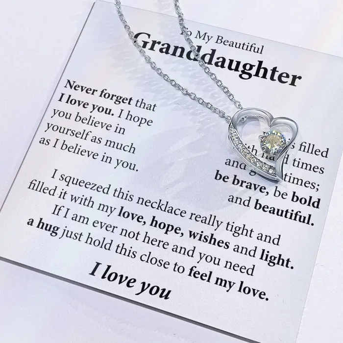 To My Beautiful Granddaughter I love you Message Card Necklace ShineOn Fulfillment Necklaces
