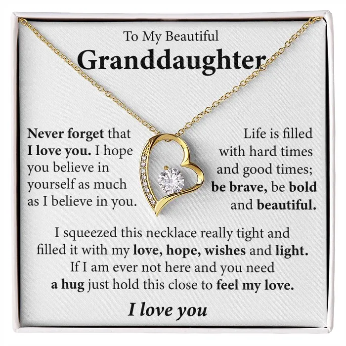 To My Beautiful Granddaughter I love you Message Card Necklace ShineOn Fulfillment Necklaces