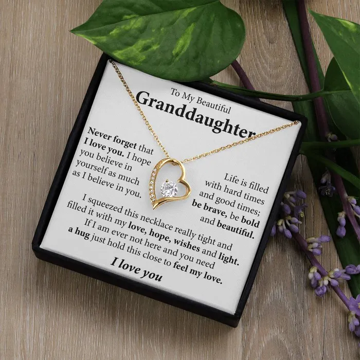 To My Beautiful Granddaughter I love you Message Card Necklace ShineOn Fulfillment Necklaces