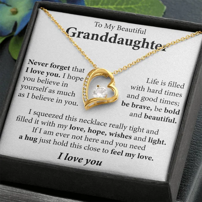 To My Beautiful Granddaughter I love you Message Card Necklace ShineOn Fulfillment Necklaces