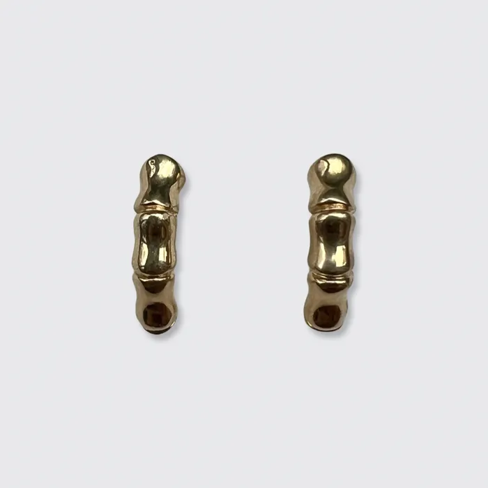 TwoTone Gold Bamboo Hoop Earrings 21stfinds Earrings TwoTone Gold Bamboo Hoop Earrings 21stfinds Earrings