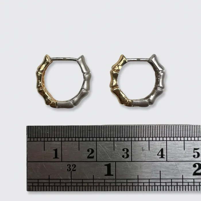 TwoTone Gold Bamboo Hoop Earrings 21stfinds Earrings TwoTone Gold Bamboo Hoop Earrings 21stfinds Earrings