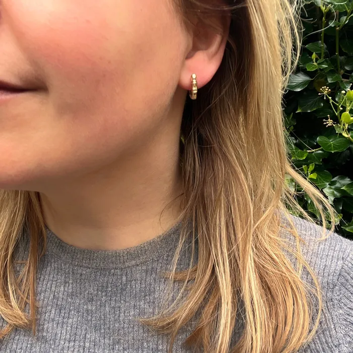 TwoTone Gold Bamboo Hoop Earrings 21stfinds Earrings TwoTone Gold Bamboo Hoop Earrings 21stfinds Earrings