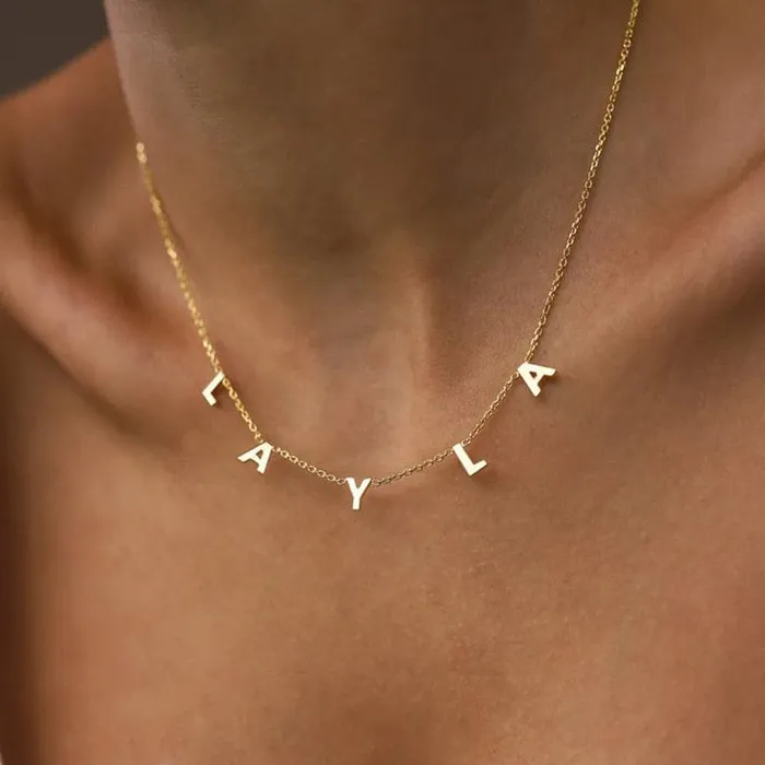 VVS Jewelry 18k Gold Custom Name Clavicle Necklace VVS Jewelry Necklaces