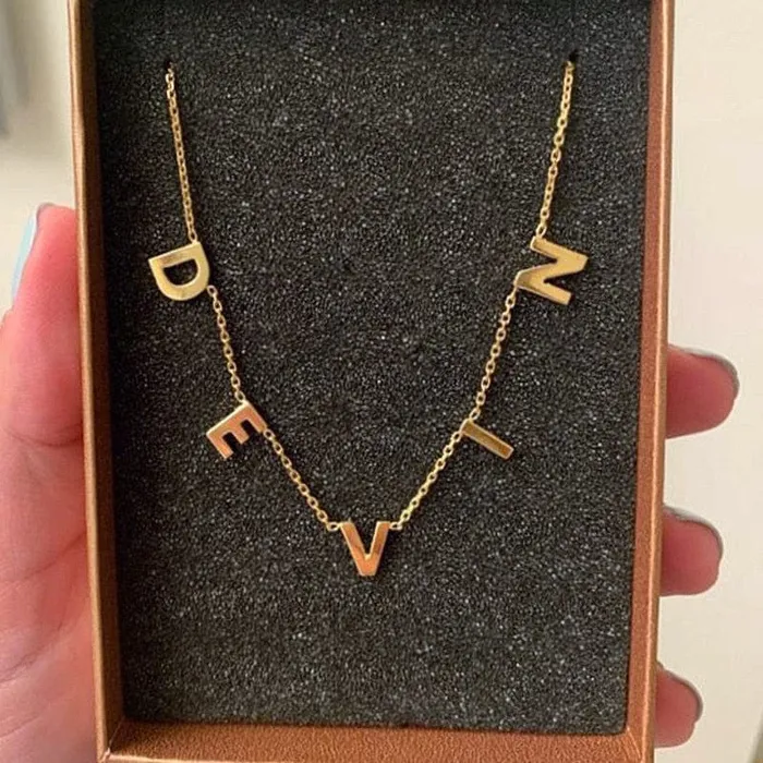 VVS Jewelry 18k Gold Custom Name Clavicle Necklace VVS Jewelry Necklaces