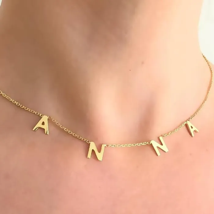 VVS Jewelry 18k Gold Custom Name Clavicle Necklace VVS Jewelry Necklaces