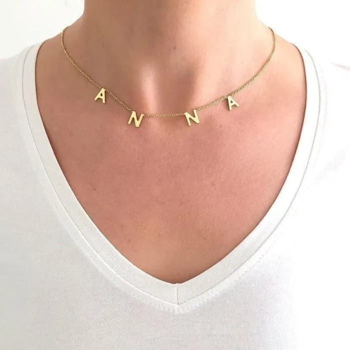 VVS Jewelry 18k Gold Custom Name Clavicle Necklace VVS Jewelry Necklaces