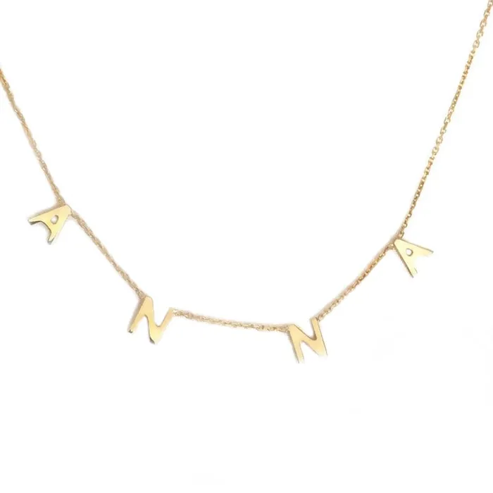 VVS Jewelry 18k Gold Custom Name Clavicle Necklace VVS Jewelry Necklaces