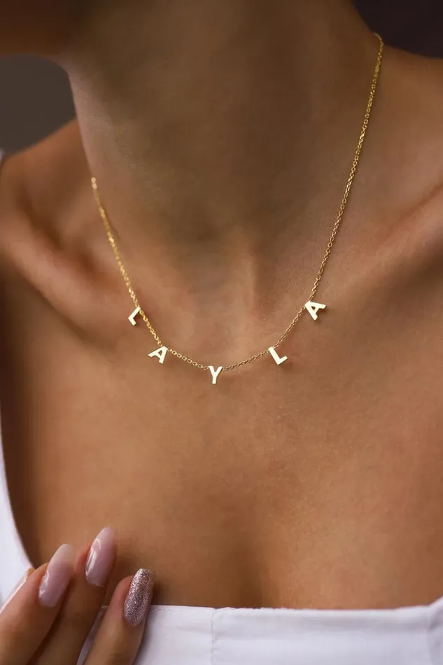 VVS Jewelry 18k Gold Custom Name Clavicle Necklace VVS Jewelry Necklaces
