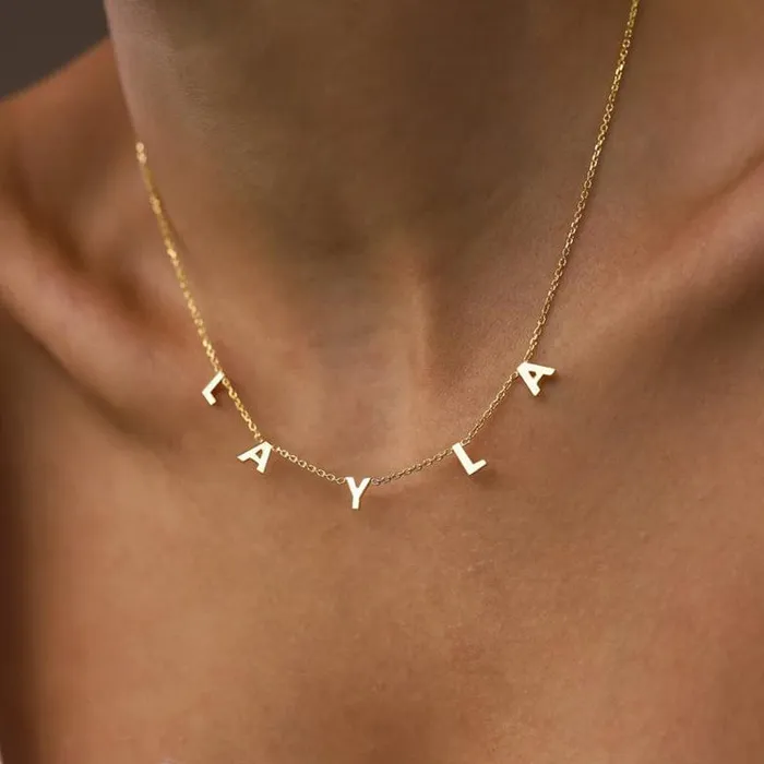 VVS Jewelry 18k Gold Custom Name Clavicle Necklace VVS Jewelry Necklaces