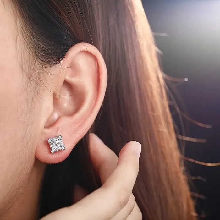 VVS Jewelry Earrings VVS Moissanite Square Diamond Stud Earring