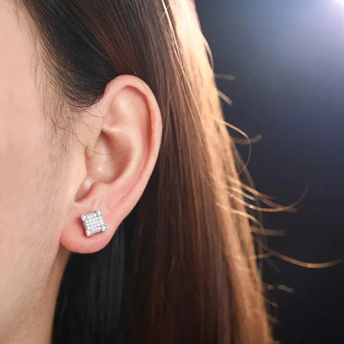VVS Jewelry Earrings VVS Moissanite Square Diamond Stud Earring