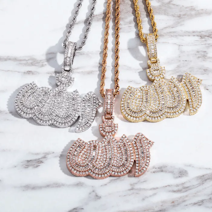 VVS Jewelry Icy Allah Micro Pave Pendant Necklace VVS Jewelry Necklaces