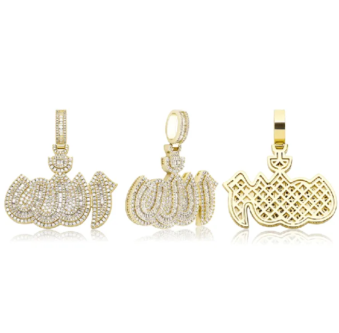 VVS Jewelry Icy Allah Micro Pave Pendant Necklace VVS Jewelry Necklaces