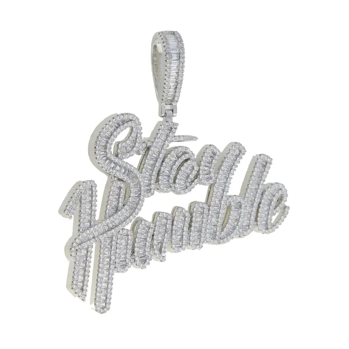 VVS Jewelry Necklaces 18K Gold Stay Humble Baguette Pendant Necklace