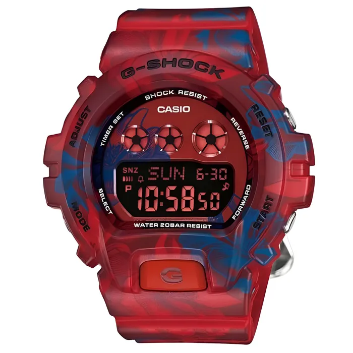 Watches Casio Casio Womens Watch GShock Blue Floral Printed Red Strap Digital GMDS6900F4 Watches Casio Casio Womens Watch GShock Blue Floral Printed Red Strap Digital GMDS6900F4