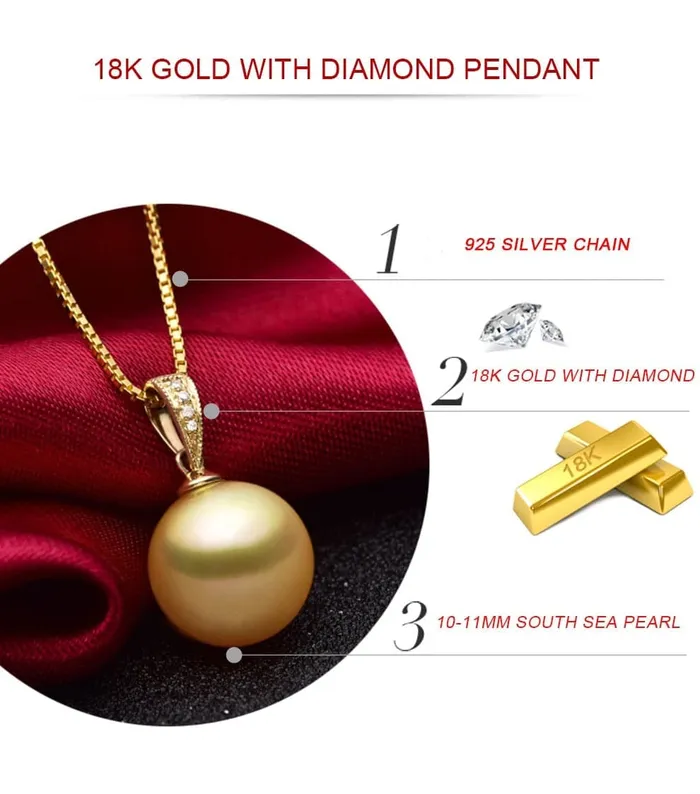 YSG Womens Fine Fashion 18K Solid Gold Diamond Studs Genuine Pearl Necklace Divine Inspiration Styles Necklaces