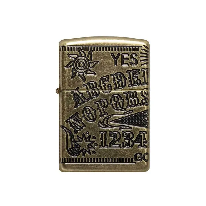 Zippo Necklaces Zippo Windproof Lighter Ouija Board Design Antique Brass Finish Refillable 49001