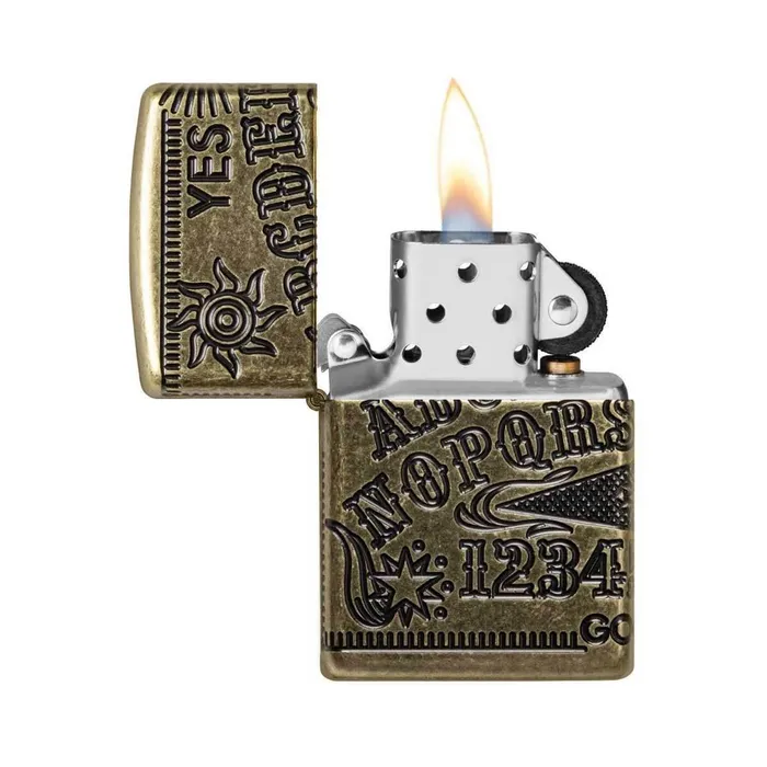 Zippo Necklaces Zippo Windproof Lighter Ouija Board Design Antique Brass Finish Refillable 49001