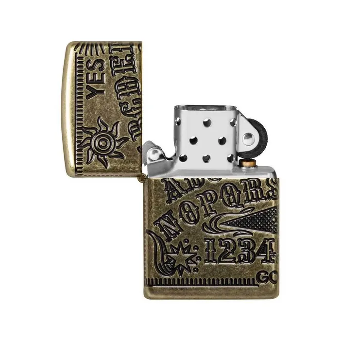 Zippo Necklaces Zippo Windproof Lighter Ouija Board Design Antique Brass Finish Refillable 49001
