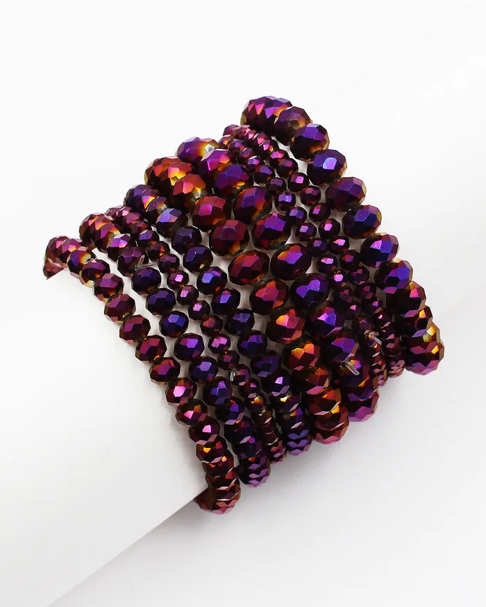 04192023 Bracelets Multiple Layered Faceted Stretch Bracelet 04192023 Bracelets Multiple Layered Faceted Stretch Bracelet