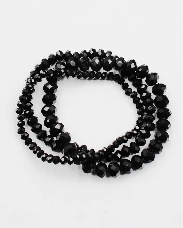 072922 Bracelets Triple Layered Faceted Crystal Bracelet