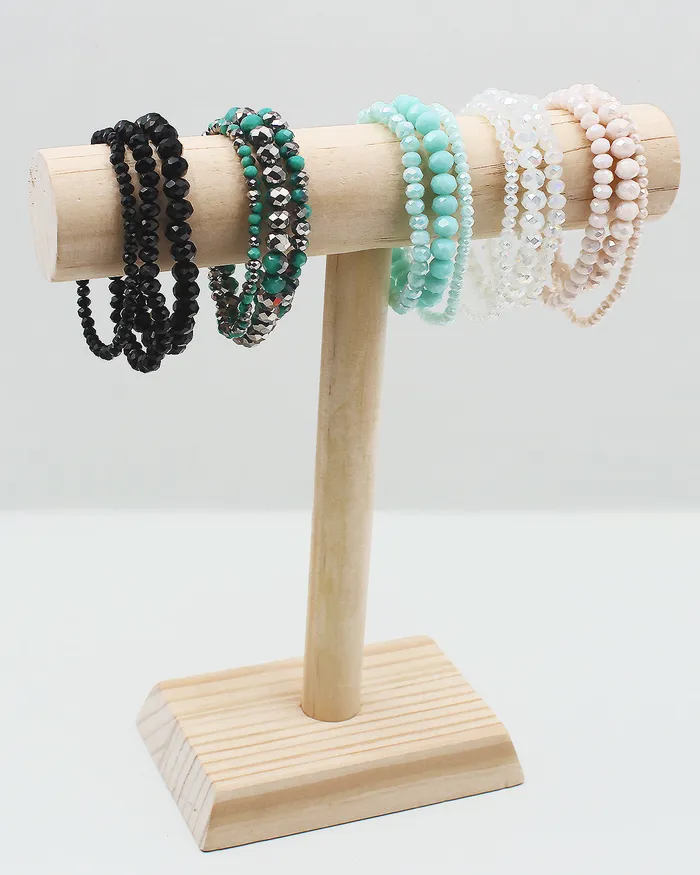 072922 Bracelets Triple Layered Faceted Crystal Bracelet 072922 Bracelets Triple Layered Faceted Crystal Bracelet