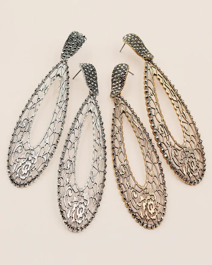 11092023 Earrings Hematite Crystal Stone Earrings 11092023 Earrings Hematite Crystal Stone Earrings