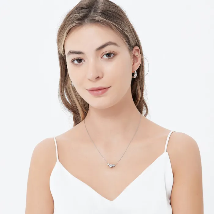 3Stone CZ Necklace and Earrings in Sterling Silver BERRICLE Necklaces
