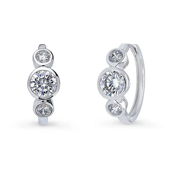 3Stone CZ Necklace and Earrings in Sterling Silver BERRICLE Necklaces