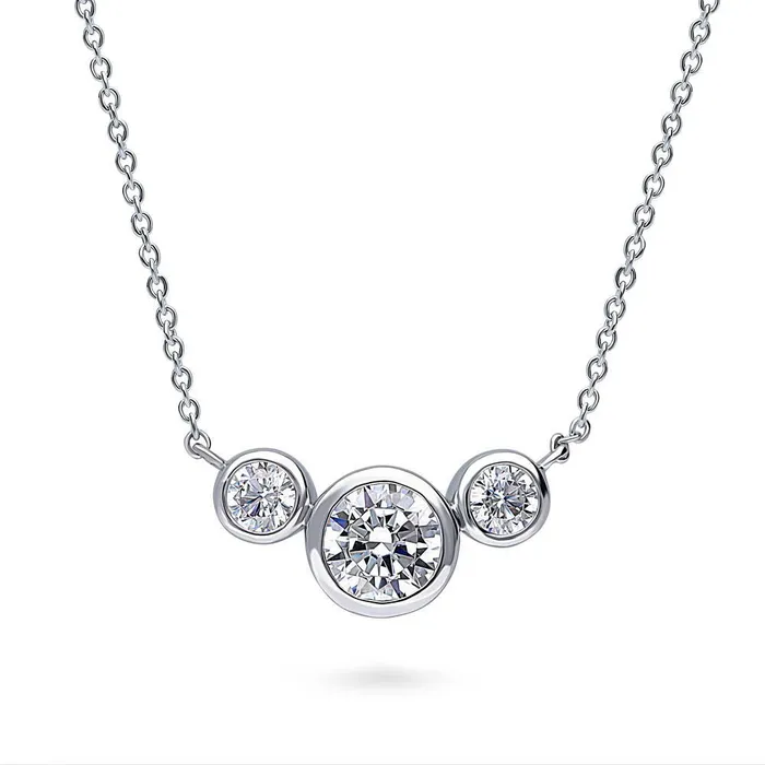 3Stone CZ Necklace and Earrings in Sterling Silver BERRICLE Necklaces