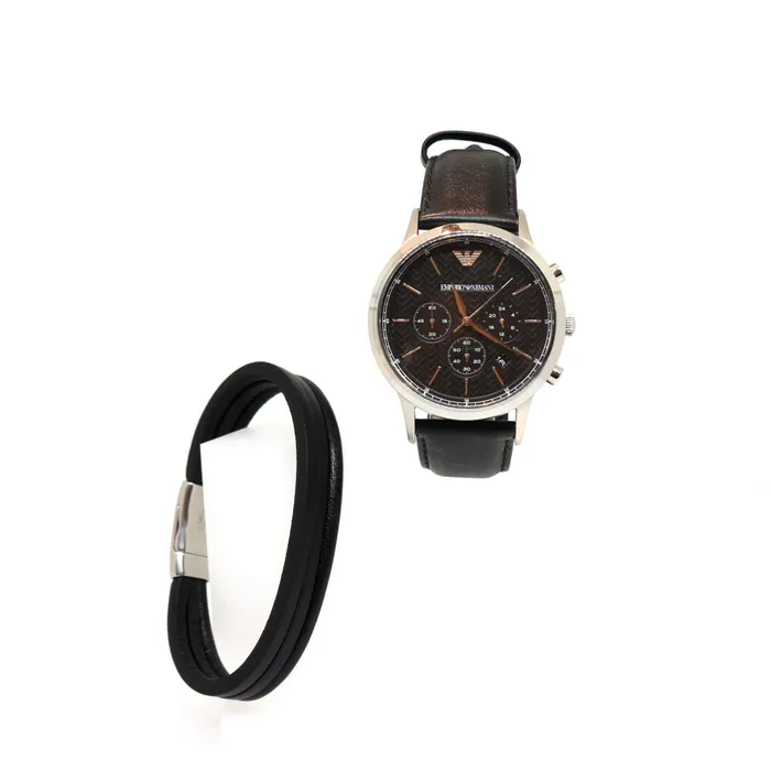 Armani Armani Mens Watch Chronograph With Set Of Bracelet Bracelets