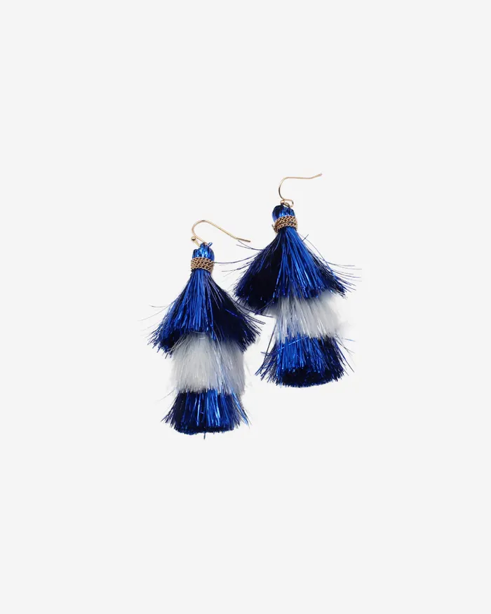 AUG2024 Blue White Tassel Earrings Earrings