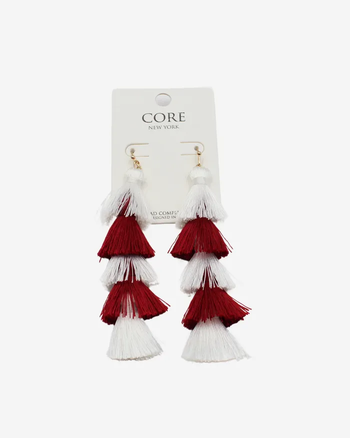 AUG2024 Earrings Maroon Tassel Earrings
