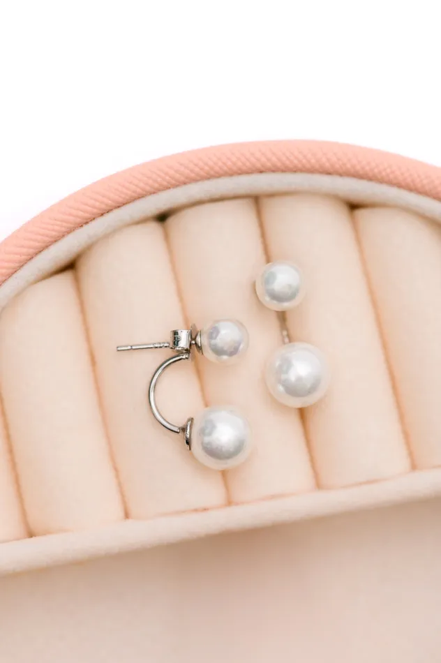 Ave Shops Earrings Double Pearl Stud Earrings
