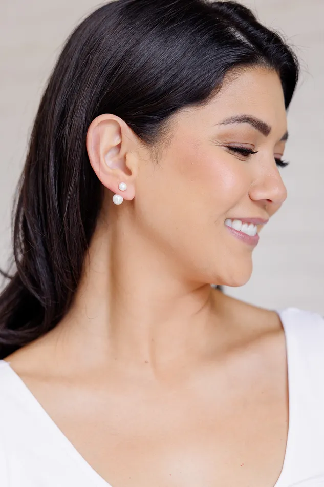 Ave Shops Earrings Double Pearl Stud Earrings