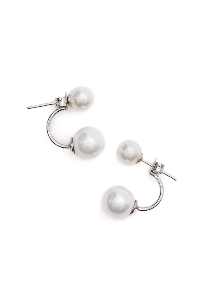 Ave Shops Earrings Double Pearl Stud Earrings