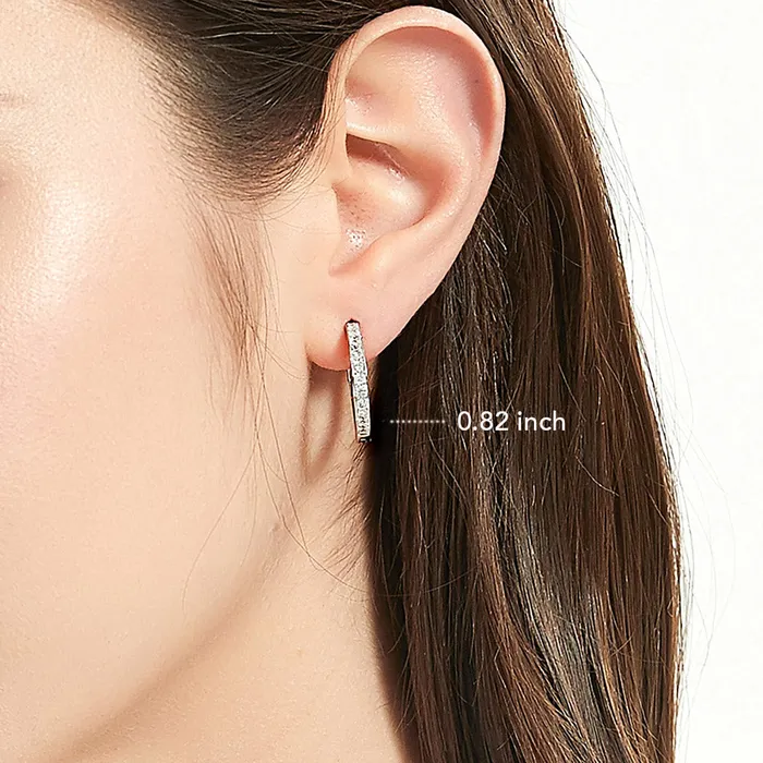 Bar CZ Hoop Earrings in Sterling Silver 2 Pairs BERRICLE Earrings