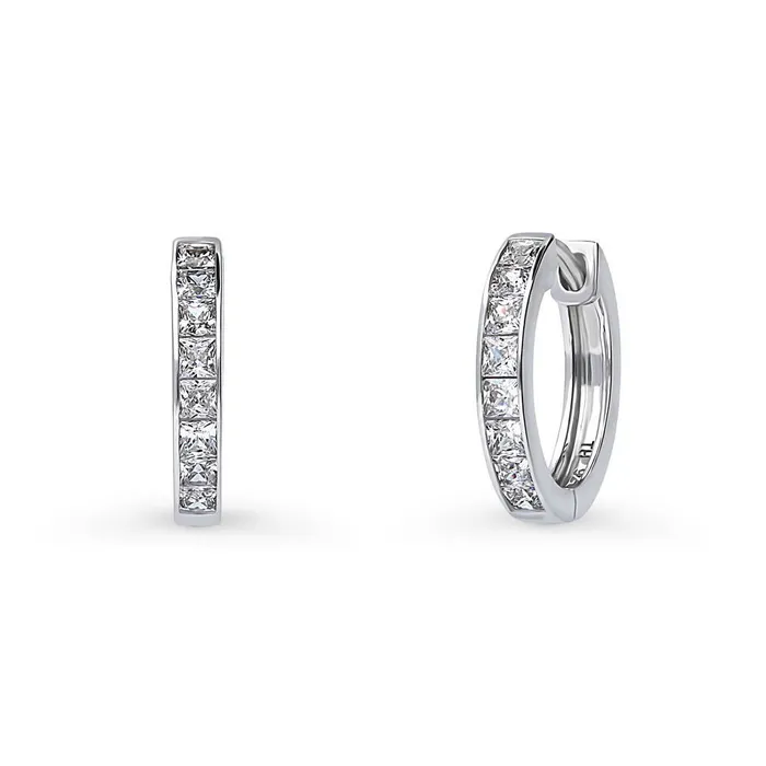 Bar CZ Hoop Earrings in Sterling Silver 2 Pairs BERRICLE Earrings