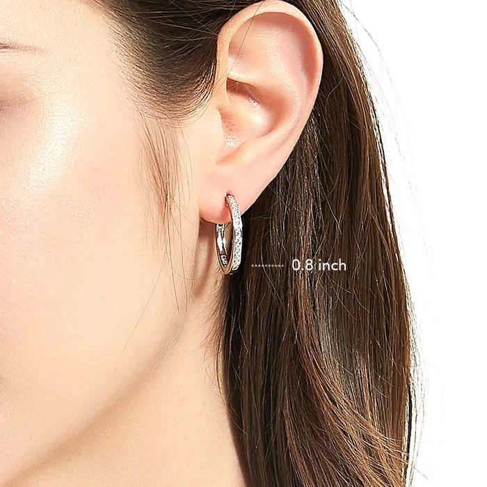 Bar CZ Hoop Earrings in Sterling Silver 2 Pairs BERRICLE Earrings