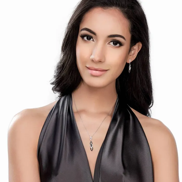 BERRICLE Black White CZ Earrings in Sterling Silver Earrings