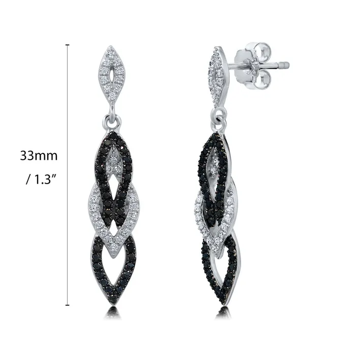 BERRICLE Black White CZ Earrings in Sterling Silver Earrings