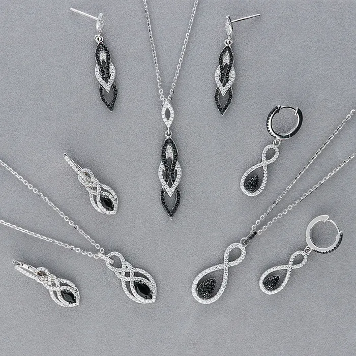 BERRICLE Black White CZ Earrings in Sterling Silver Earrings