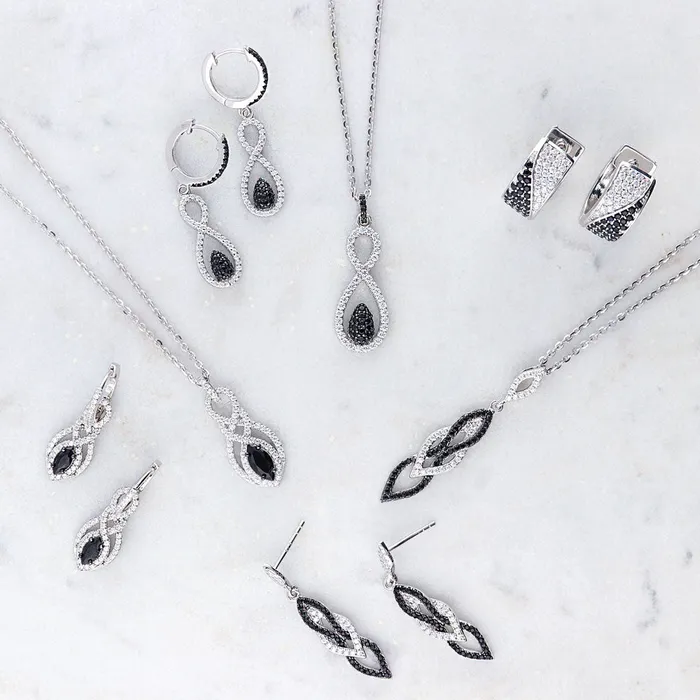 BERRICLE Black White CZ Earrings in Sterling Silver Earrings
