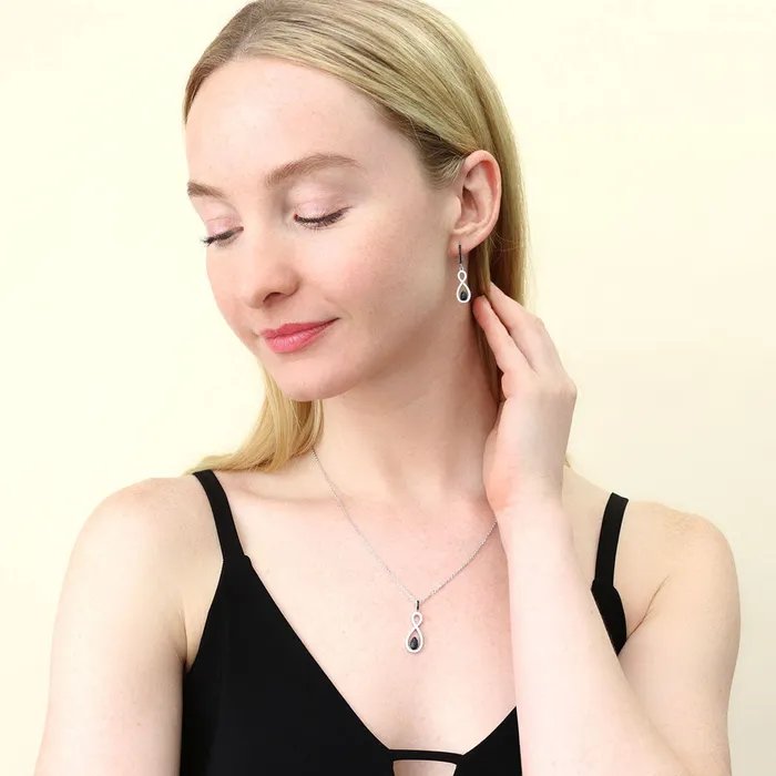 BERRICLE Black White Woven CZ Necklace in Sterling Silver Necklaces