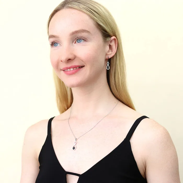 BERRICLE Black White Woven CZ Necklace in Sterling Silver Necklaces
